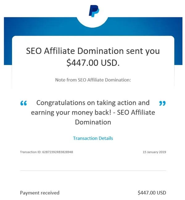 SEO Affiliate Domination Money Back